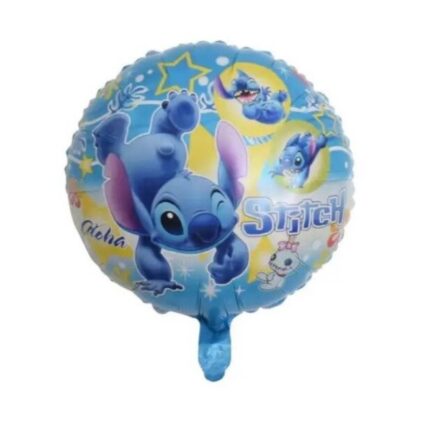 Balon folie rotund Stitch albastru si roz 45 cm