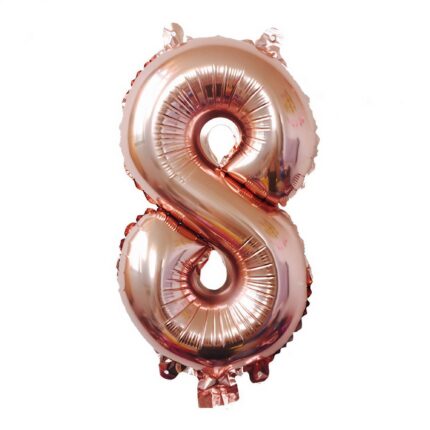 Balon din Folie Flippy, Cifra 8, 81 cm, Pentru Aer sau Heliu, Roz Auriu