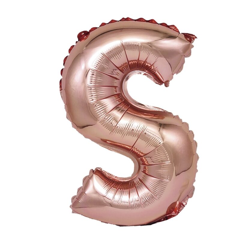 Balon din folie metalizata Rose Gold, Mirific Party, Litera S, 40 cm, Coral, roz