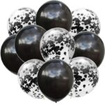Set 10 baloane cu confetti, culoare negru, 30 cm, It's Party Time