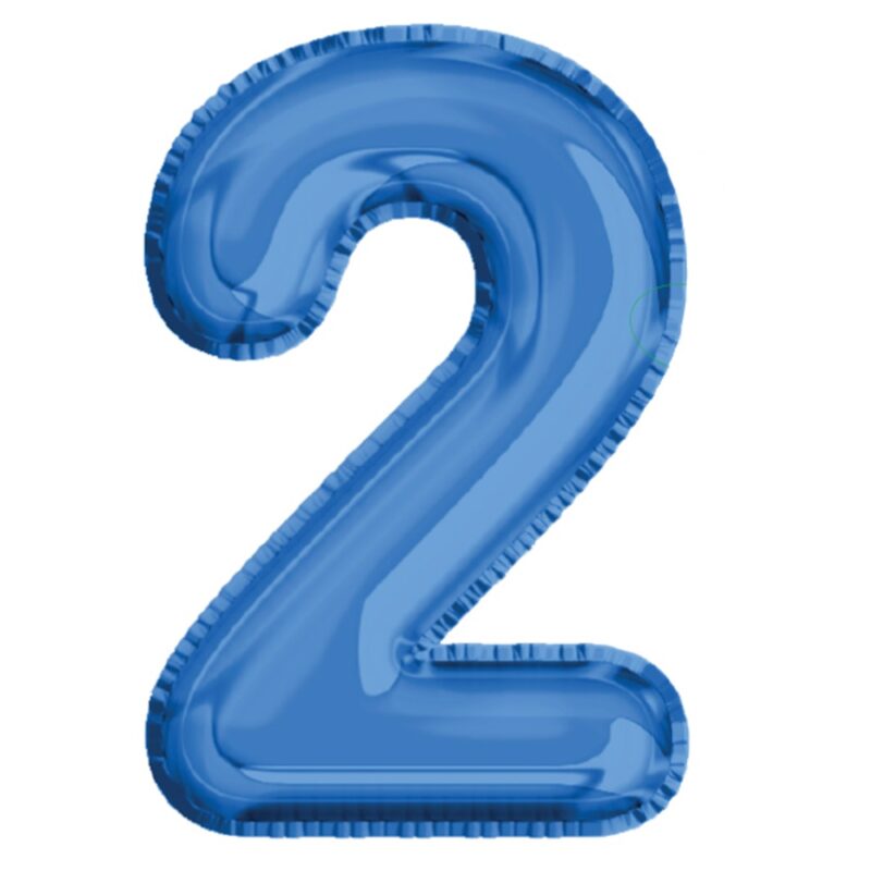 Balon din Folie de aluminiu, Albastru, Cifra 2, diametru 40 cm, Robentoys