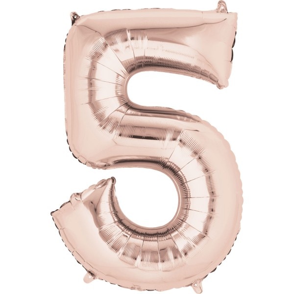 Balon figurina din folie, cifra 5, RoseGold, 100 cm