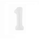 Balon din folie metalizata, Cifra 1, 100 cm, Alb
