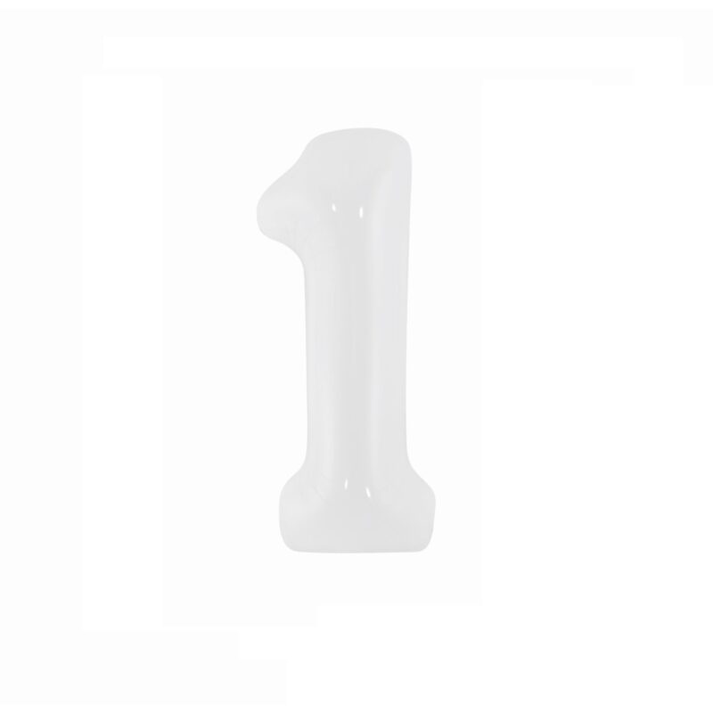 Balon din folie metalizata, Cifra 1, 100 cm, Alb