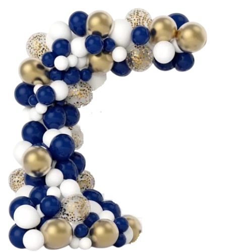 Set baloane decoratiuni petrecere arcada ghirlanda, 120 piese, decor bleumarin, alb