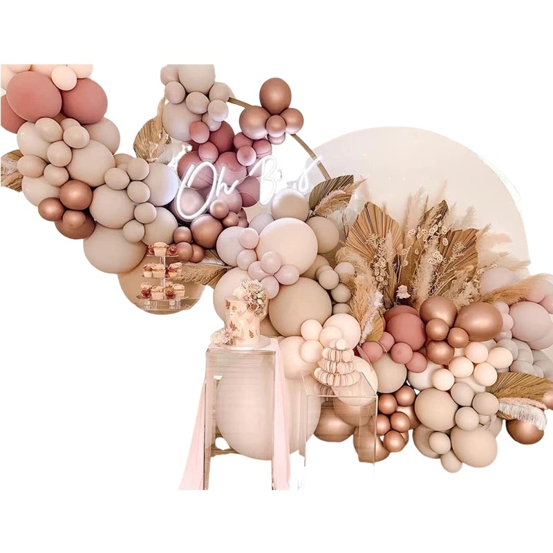 Set baloane Mei Nai Er, arc boem, 147 piese, roz prafuit, pentru petreceri