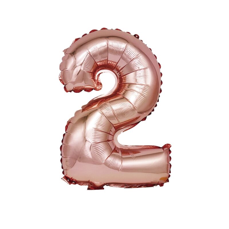Balon din folie metalizata, Cifra 2, 100 cm, Rose Gold