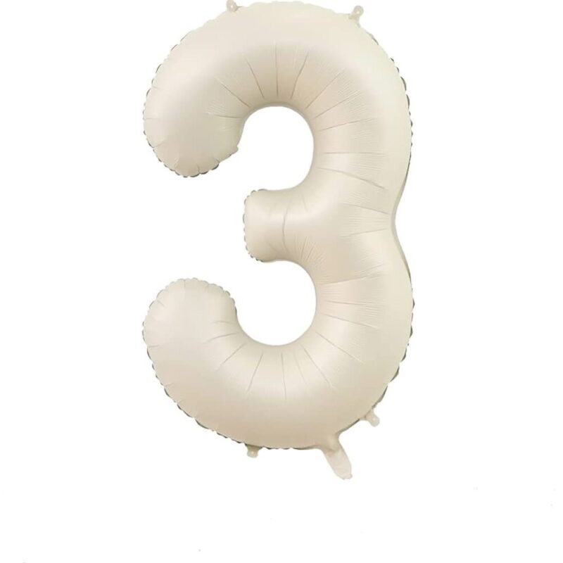 Balon din folie cifra 3, culoare satin nude ivory, It's Party Time, 100 cm