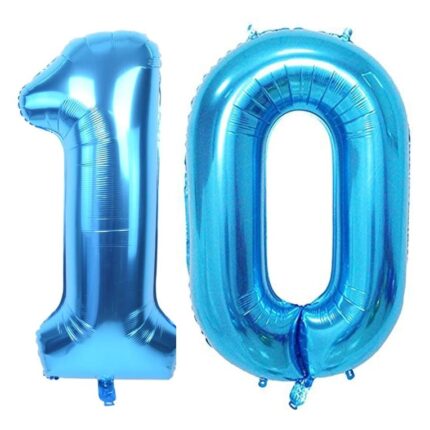 Set 2 baloane folie, ESB, Albastru, aniversare 10 ani, 105 cm