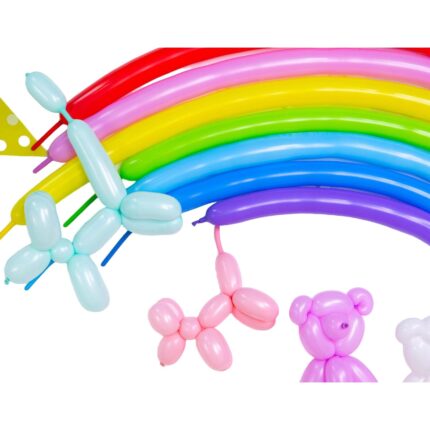 Set 100 de baloane pentru modelat, New Huaao, Latex, Multicolor