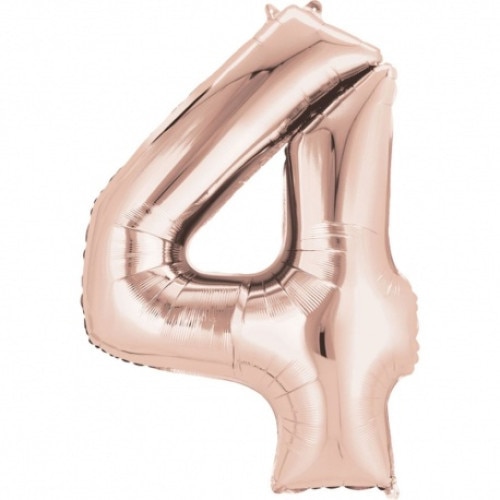 Balon figurina din folie, Cifra 4 GoldRose, 100 cm