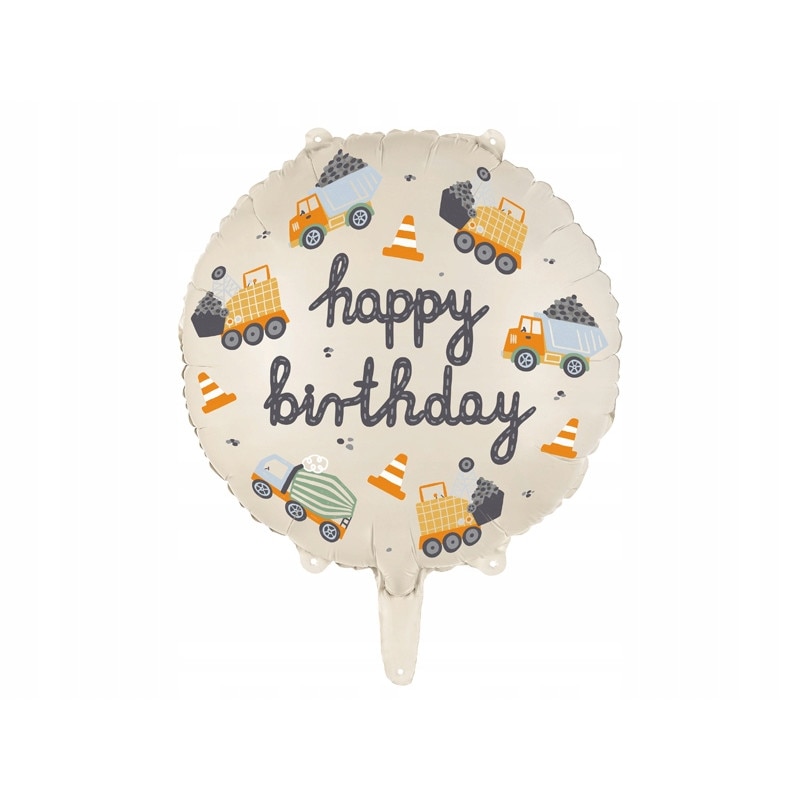 Balon aniversare, Party Deco, Vehicule de constructii, 45 cm, Multicolor