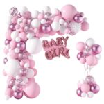 Arcada Baloane Botez Fetita TrendiShop®, Format Din 116 Piese, Calitate Premium, Material Latex, Profesionale si Rezistente, Ideale Pentru Aniversari sau Petreceri de Neuitat, Roz-Alb