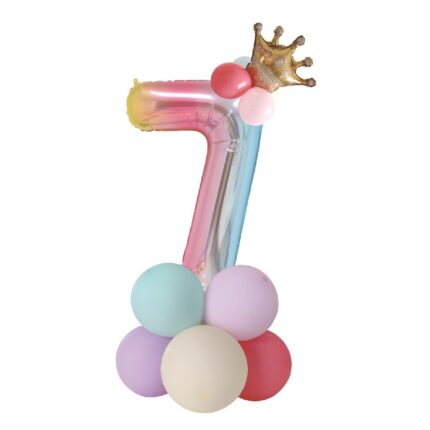 Set 14 baloane party, folie metalizata curcubeu, 80x40x25x15 cm, cifra 7