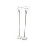 Set 10 bete albe cu suport pentru baloane folie 42 cm