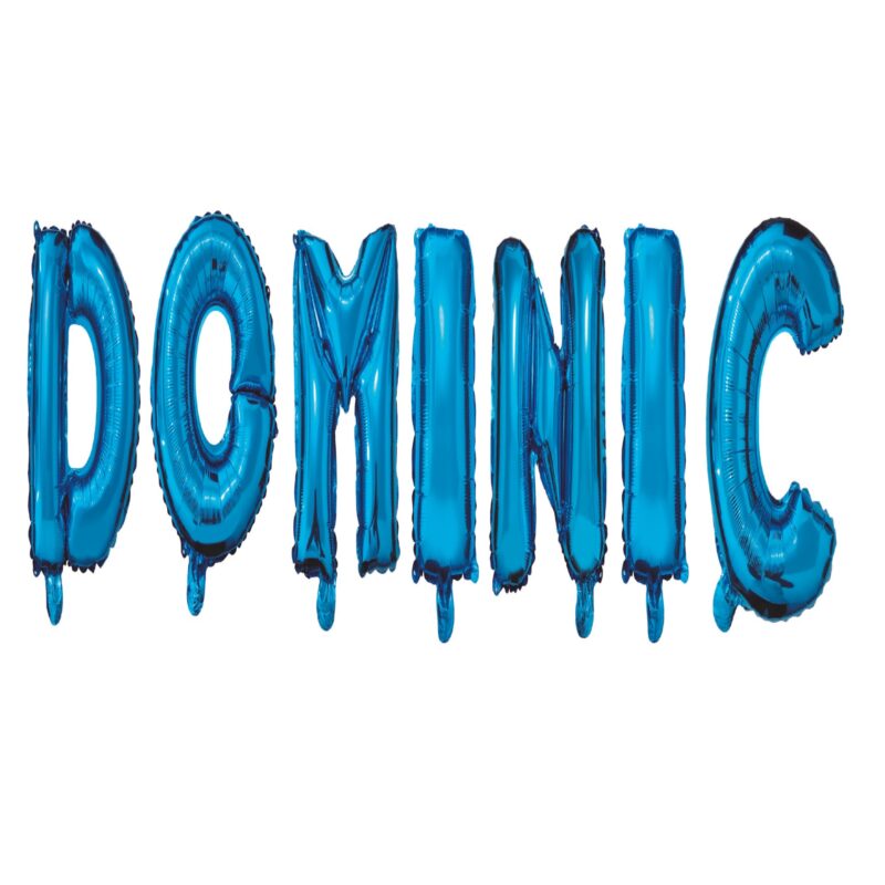 Set Baloane Litere Nume Dominic, Albastru, Wili Topper Rom, 40Cm