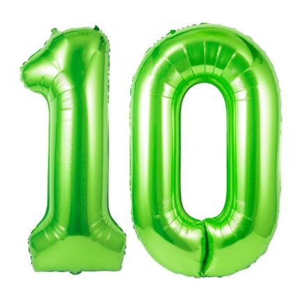 Set 2 baloane folie cifra, ESB, Verde, aniversare 10 ani, 105 cm