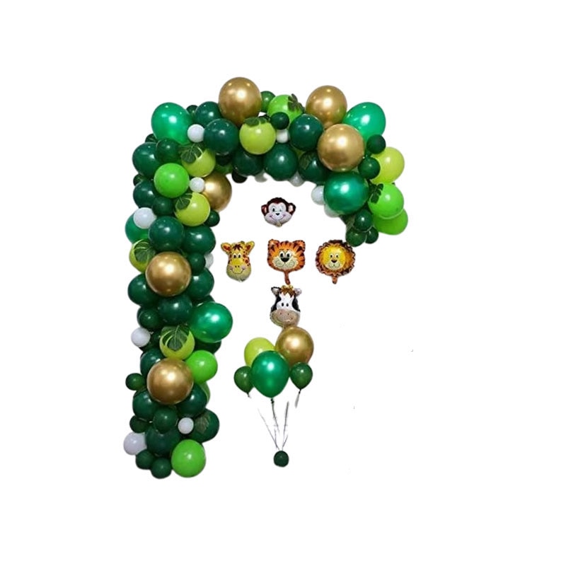 Baloane si decoratiuni petrecere aniversare, JENUOS®, pentru copii in tema Junglei, animale, Verde