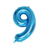 Balon din Folie Flippy, Cifra 9, 81 cm, Pentru Aer sau Heliu, Albastru