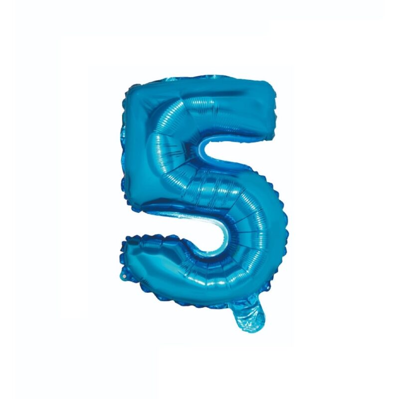 Balon din folie metalizata, Cifra 5, 100 cm, Albastru