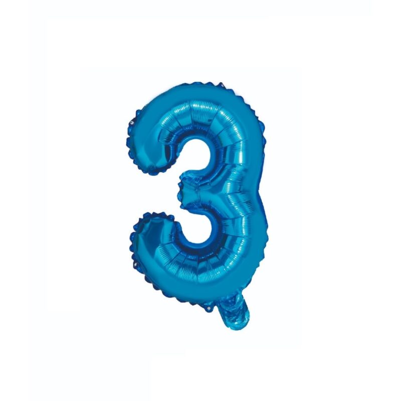 Balon din folie metalizata, Cifra 3, 100 cm, Albastru