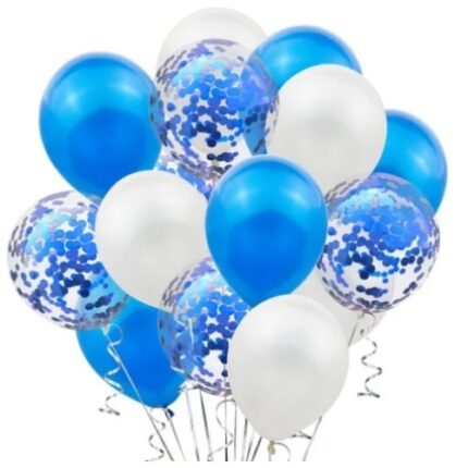Set de 15 Baloane Pentru Petrecere, Albastru/Alb