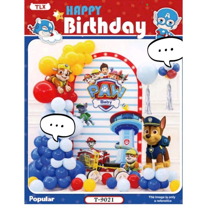 Set baloane petrecere aniversare, Paw Patrol. Patrula Catelusilor, 61 piese