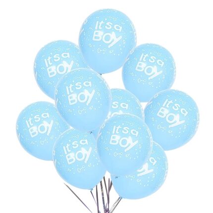 Set 10 baloane Gender reveal, It`s a boy!, baietel, albastru