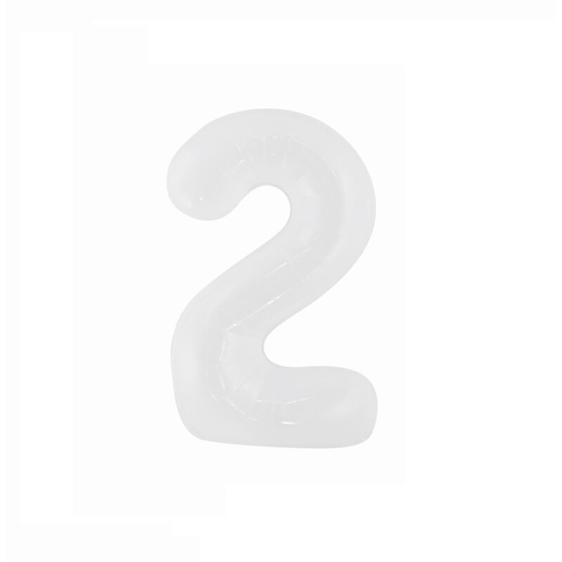 Balon din folie metalizata, Cifra 2, 100 cm, Alb