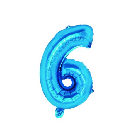 Balon din folie metalizata Albastru, Mirific Party, cifra 6, 40 cm