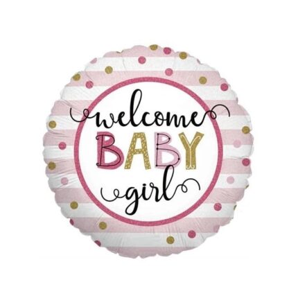 Balon folie rotund Welcome Baby Girl 46 cm