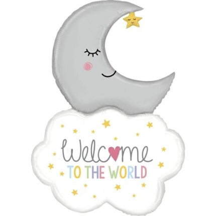 Balon Folie Figurina Welcome Baby Moon, 107 cm, GRABO - 35974-P, Multicolor