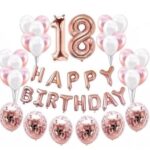 Set Baloane HAPPY BIRTHDAY, 18 ani, Rose Gold
