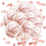 Set 50 Baloane Cu Confetti, Rose gold, roz metalizat 30 cm