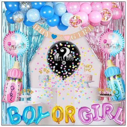 Set Baloane pentru Petrecere de Dezvaluire Gen, WALALLA, 87 piese, multicolor, 92x200cm