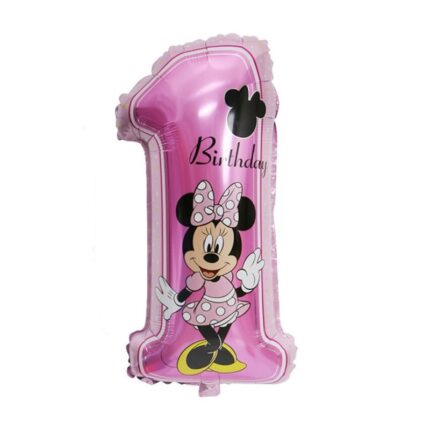 Balon Cifra 1 Minnie Mouse, 81 cm, Aniversare, Folie Figurina Roz, 81x48 cm