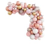 Set baloane decoratiuni petrecere arcada ghirlanda, 82 piese, decor roz cu auriu