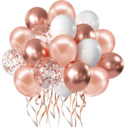 Baloane NEW HUAAO set, confetti rose gold, 30.48cm