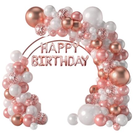 Arcada Baloane Aniversare MMASEL, Happy Birthday, Format Din 120 Piese, Calitate Premium, Material Latex, Profesionale si Rezistente, Ideale Pentru Aniversari sau Petreceri de Neuitat