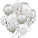 Set 15 baloane pentru petrecere, It's Party Time, argintiu/ alb, 30 cm