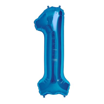 Balon din folie cifra 1, culoare albastru, It's Party Time, 100 cm