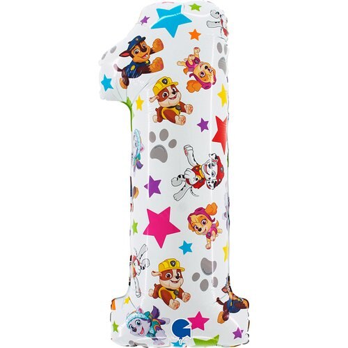 Balon Folie Cifra 1, Patrula Catelusilor, 33 x 71cm, L221