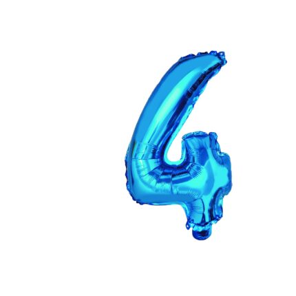 Balon din folie metalizata Albastru, Mirific Party, cifra 4, 40 cm