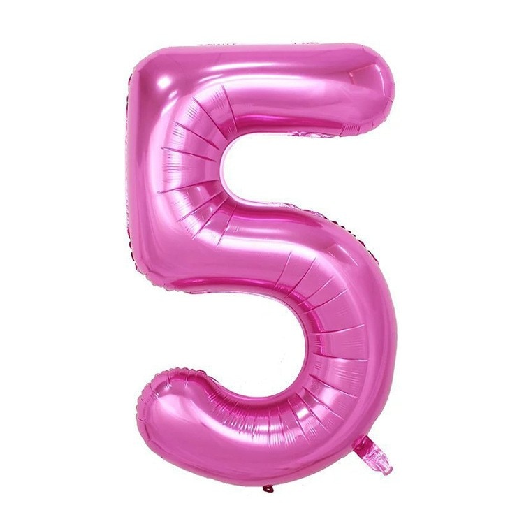 Balon din Folie Flippy, Cifra 5, 81 cm, Pentru Aer sau Heliu, Mov