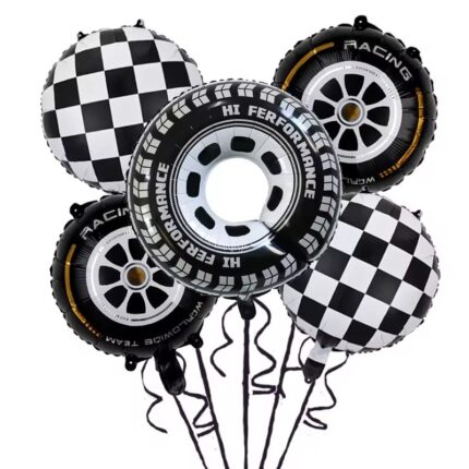 Set 5 baloane folie Roata masina de curse, It's Party Time, 69 cm