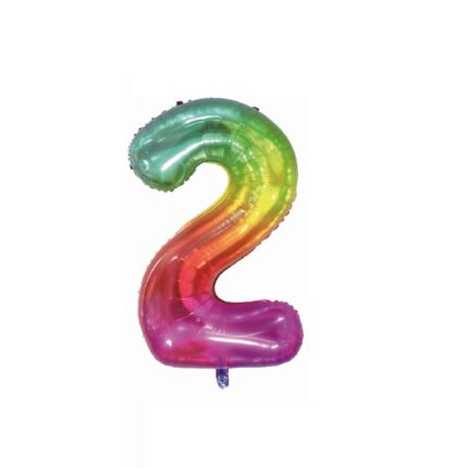 Balon din folie metalizata, Cifra 2, 100 cm, Multicolor