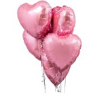 Set 5 baloane folie inima, diametru 45 cm, culoare roz, It's Party Time