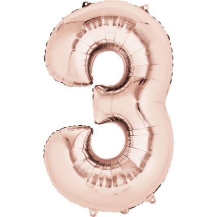 Balon figurina cifra 3 RoseGold, 100 cm