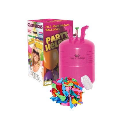 Pachet butelie cu heliu 0.40 mc 50 de baloane latex 23cm rafie 60m