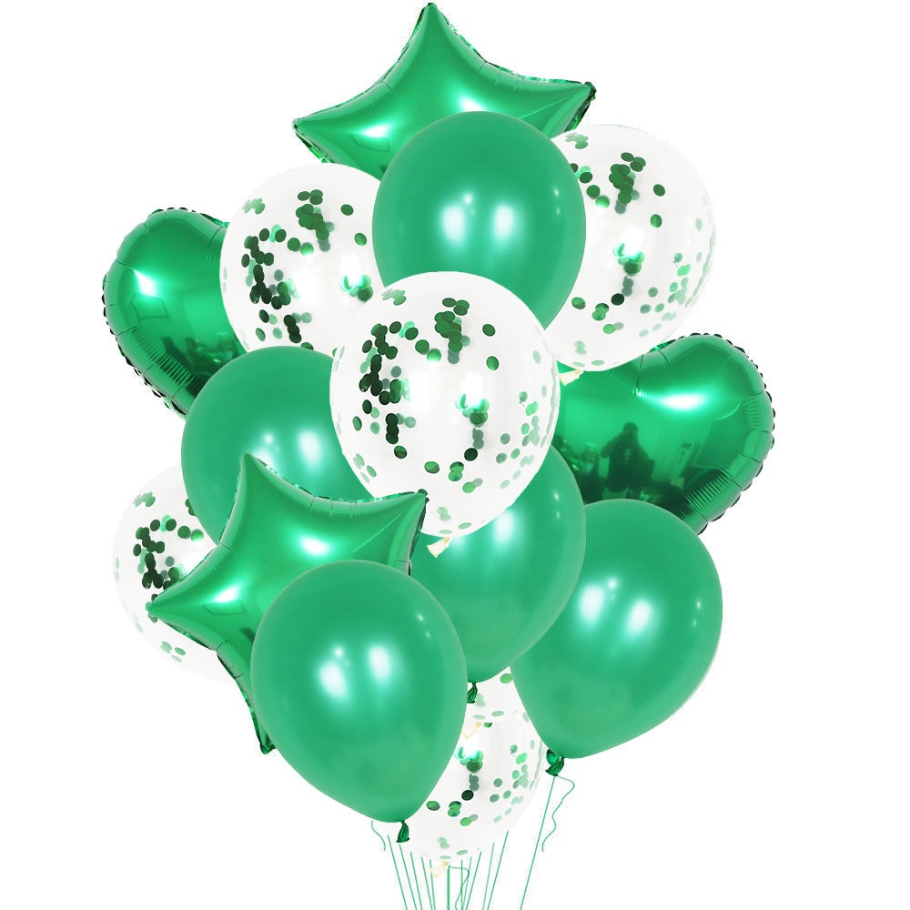 res_fb983f6d6f26a54e75305f9a8ed1be52 Set 14 baloane, 45cm, Verde/Transparent